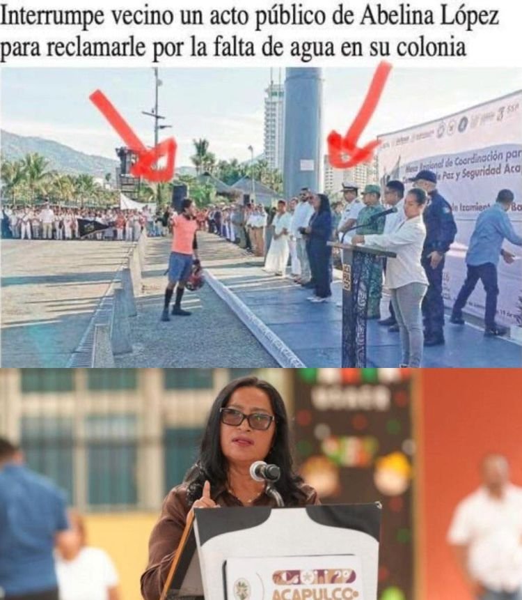 Ciudadano irrumpe en acto público para reclamar a alcaldesa por la falta de agua en Acapulco
