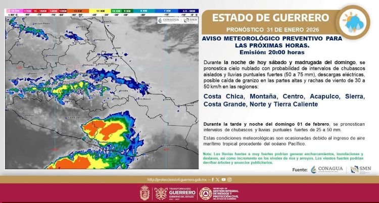 Persisten lluvias fuertes en el estado por ingreso de aire marítimo tropical
