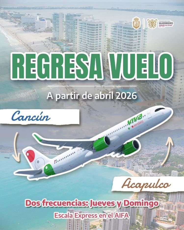 Regresa el vuelo Cancún–Acapulco