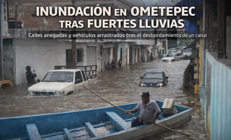 Inundación en Ometepec deja calles anegadas y vehículos arrastrados tras fuertes lluvias