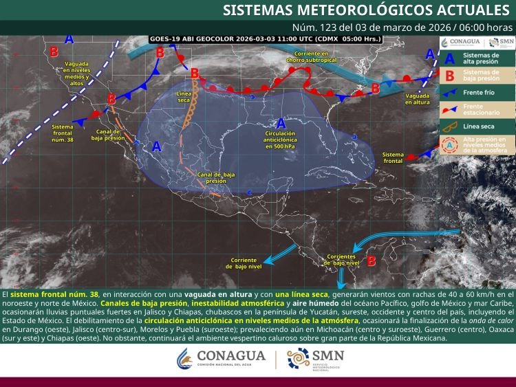 Pronóstico del clima en Guerrero hoy 3 de marzo