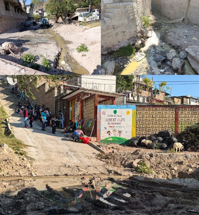 Drenaje colapsado provoca contaminación y enfermedades en kínder de Chilpancingo