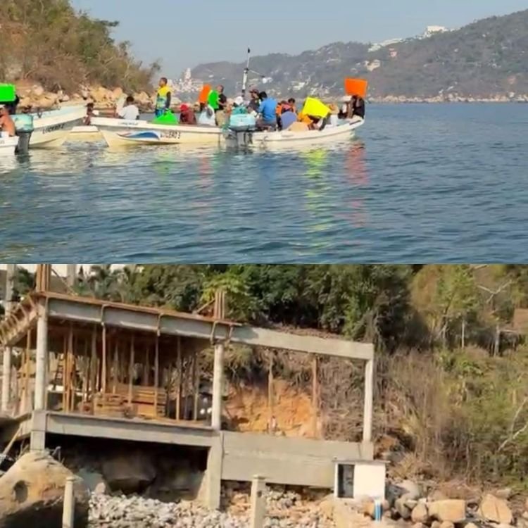 Pescadores y buzos protestan por daño ambiental en obras del condominio Vista Real en Puerto Marqués